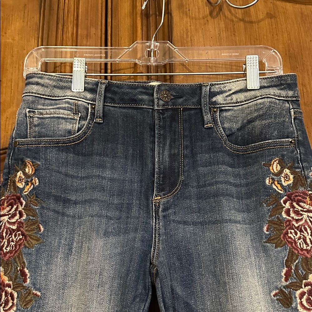 NEW Driftwood Embroidered Jackie Skinny Jean Tobacco & Wine Was Blue Jeans 28 - Picture 9 of 17
